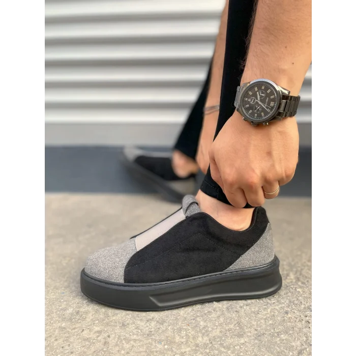 JY007 Alba Bağcıksız Süet Erkek Günlük Sneaker Ayakkabı SST Gri/Siyah
