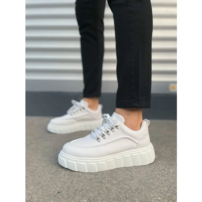 JY010 Cloud Bağcıklı Cilt Erkek Günlük Sneaker Ayakkabı CBT - Beyaz