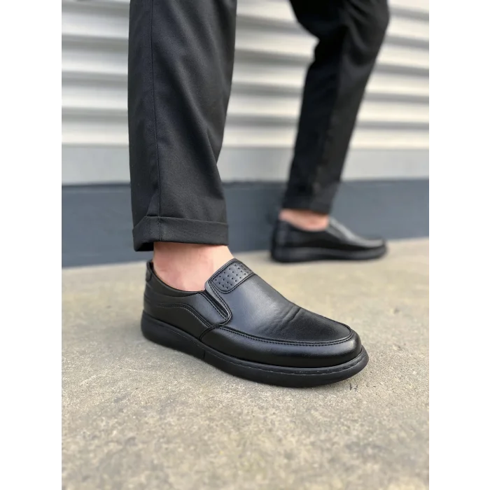 JY0410 Classique Bağcıksız Cilt Erkek Günlük Klasik Ayakkabı CST - Siyah