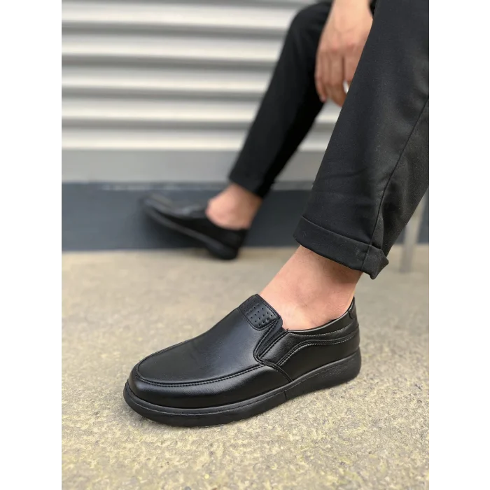 JY0410 Classique Bağcıksız Cilt Erkek Günlük Klasik Ayakkabı CST - Siyah