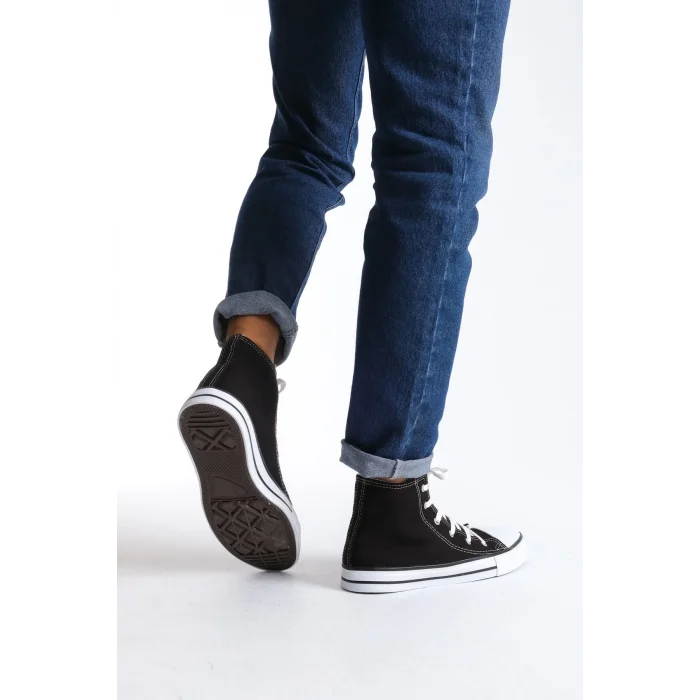 JY0423 AXE Bağcıklı Keten Kumaş Erkek Günlük Sneaker Ayakkabı KBT - Siyah