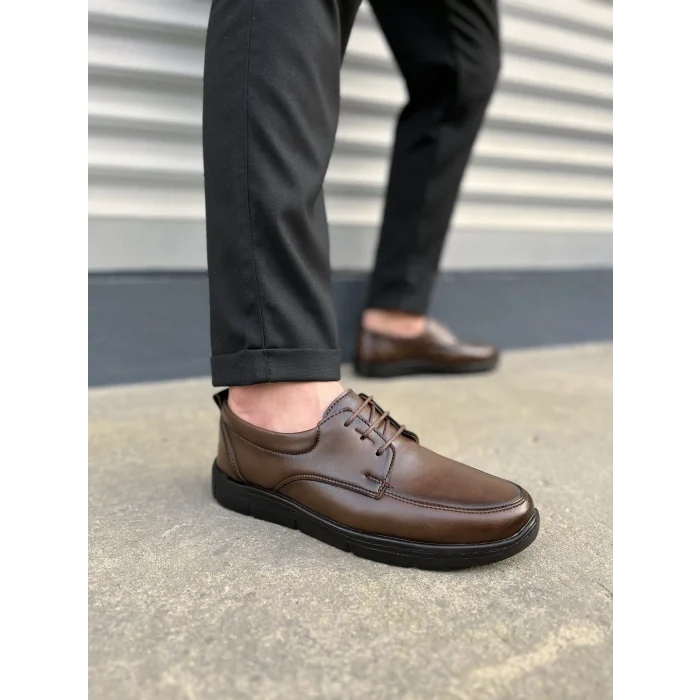 JY0510 Clasica Bağcıklı Cilt Erkek Günlük Klasik Ayakkabı CST - Kahverengi