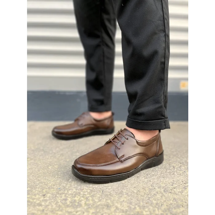 JY0510 Clasica Bağcıklı Cilt Erkek Günlük Klasik Ayakkabı CST - Kahverengi