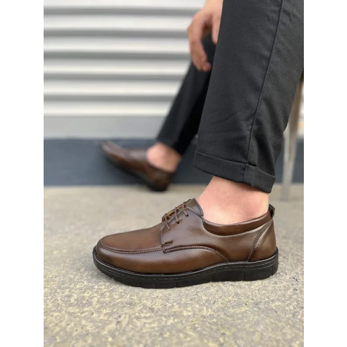JY0510 Clasica Bağcıklı Cilt Erkek Günlük Klasik Ayakkabı CST - Kahverengi