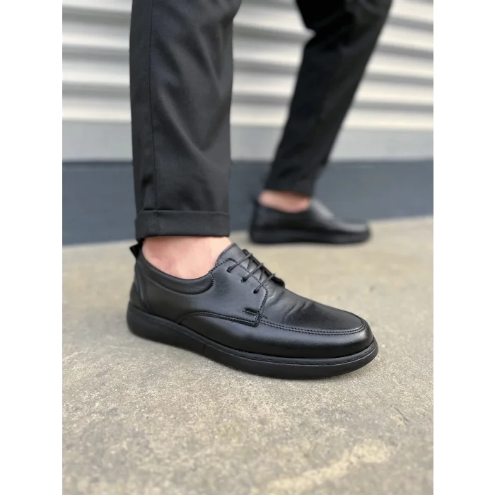 JY0510 Clasica Bağcıklı Cilt Erkek Günlük Klasik Ayakkabı CST - Siyah