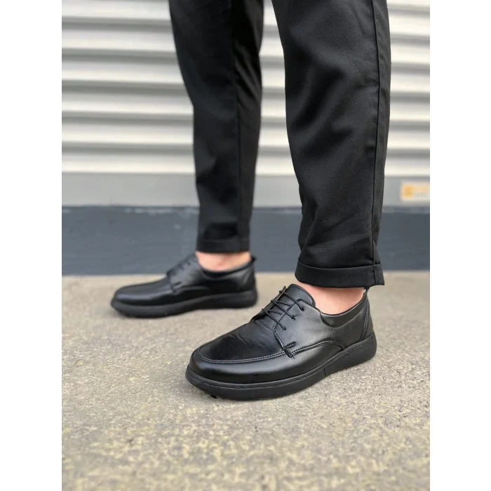 JY0510 Clasica Bağcıklı Cilt Erkek Günlük Klasik Ayakkabı CST - Siyah