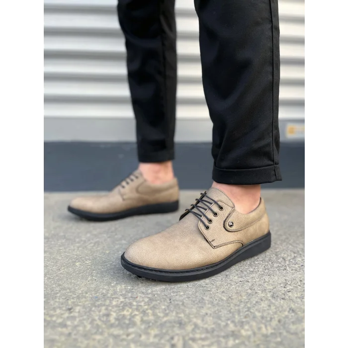 JY0610 Clasico Bağcıklı Cilt Erkek Günlük Klasik Ayakkabı CST - Gri