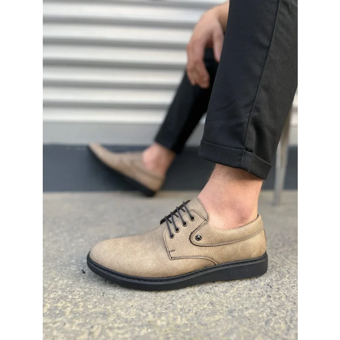 JY0610 Clasico Bağcıklı Cilt Erkek Günlük Klasik Ayakkabı CST - Gri