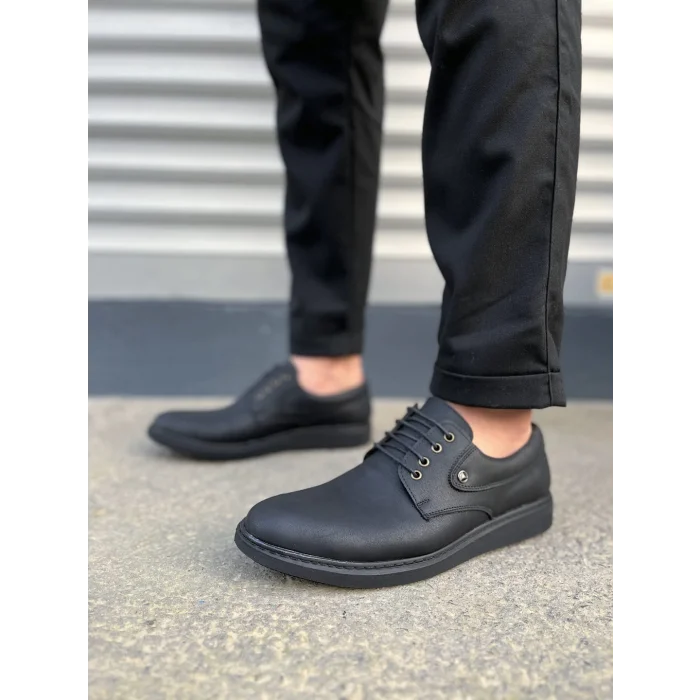 JY0610 Clasico Bağcıklı Cilt Erkek Günlük Klasik Ayakkabı CST - Mat Siyah
