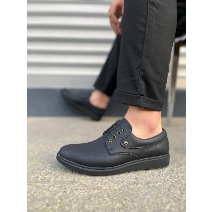 JY0610 Clasico Bağcıklı Cilt Erkek Günlük Klasik Ayakkabı CST - Mat Siyah