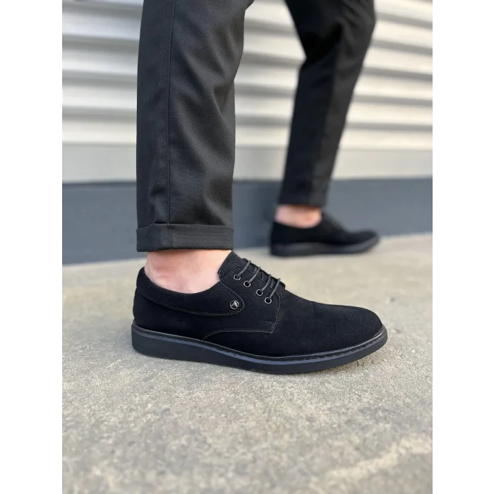 JY0610 Clasico Bağcıklı Süet Erkek Günlük Klasik Ayakkabı SST - Siyah