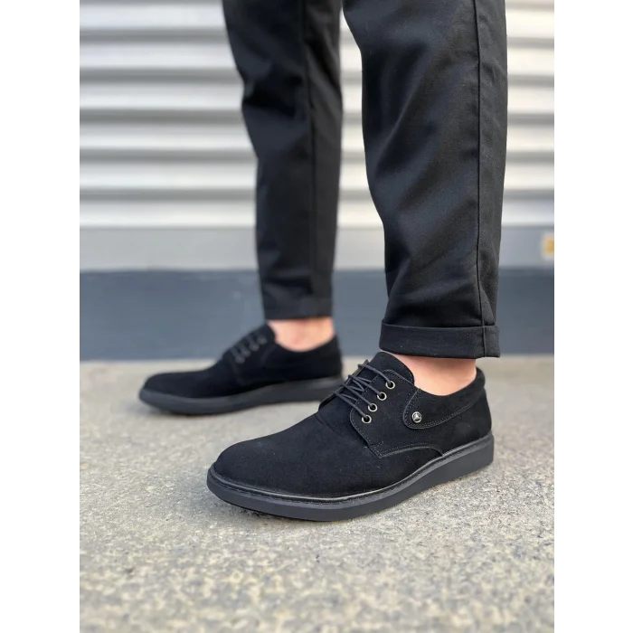 JY0610 Clasico Bağcıklı Süet Erkek Günlük Klasik Ayakkabı SST - Siyah