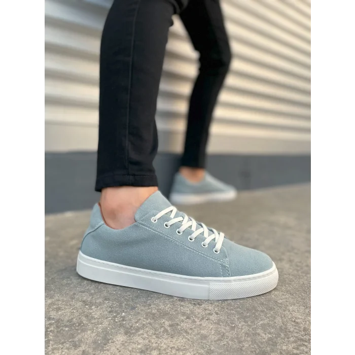 JY122 Mode Bağcıklı Süet Erkek Günlük Sneaker Ayakkabı SBT - Mavi