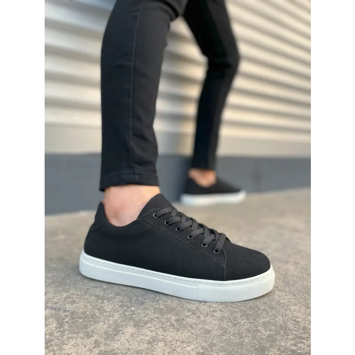 JY122 Mode Bağcıklı Süet Erkek Günlük Sneaker Ayakkabı SBT - Siyah