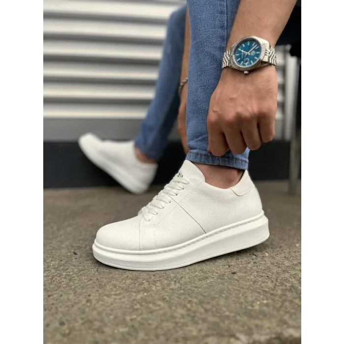 JY151 Boost Bağcıklı Cilt Erkek Günlük Sneaker Ayakkabı CBT - Beyaz