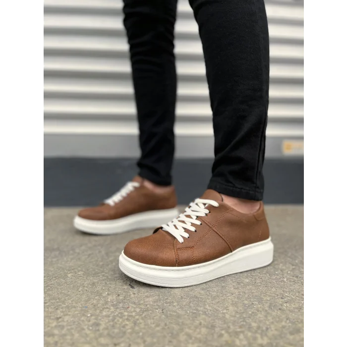 JY151 Boost Bağcıklı Cilt Erkek Günlük Sneaker Ayakkabı CBT - Taba