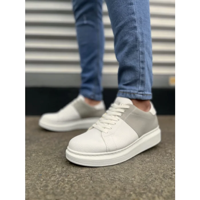 JY151 Boost Bağcıklı Cilt Süet Erkek Günlük Sneaker Ayakkabı CSBT - Beyaz/Gri