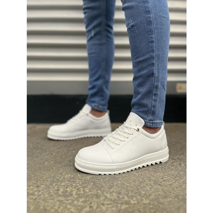 JY152 Cool Bağcıklı Cilt Erkek Günlük Spor Klasik Ayakkabı CBT - Beyaz