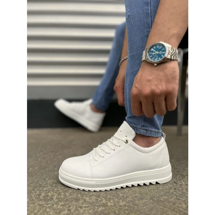 JY152 Cool Bağcıklı Cilt Erkek Günlük Spor Klasik Ayakkabı CBT - Beyaz