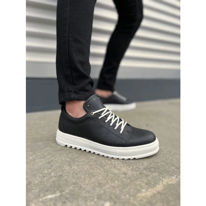 JY152 Cool Bağcıklı Cilt Erkek Günlük Spor Klasik Ayakkabı CBT - Siyah