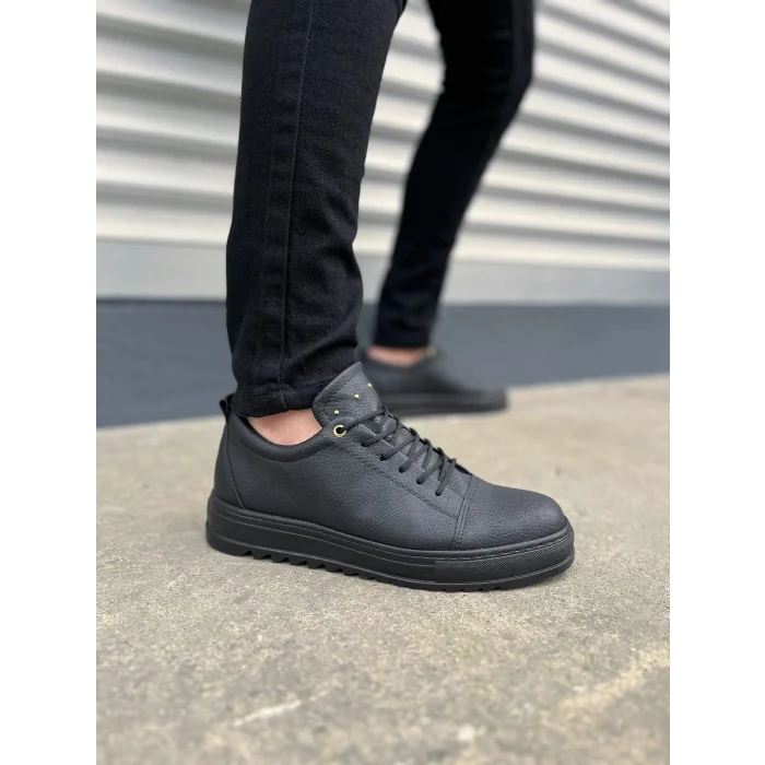 JY152 Cool Bağcıklı Cilt Erkek Günlük Spor Klasik Ayakkabı CST - Siyah