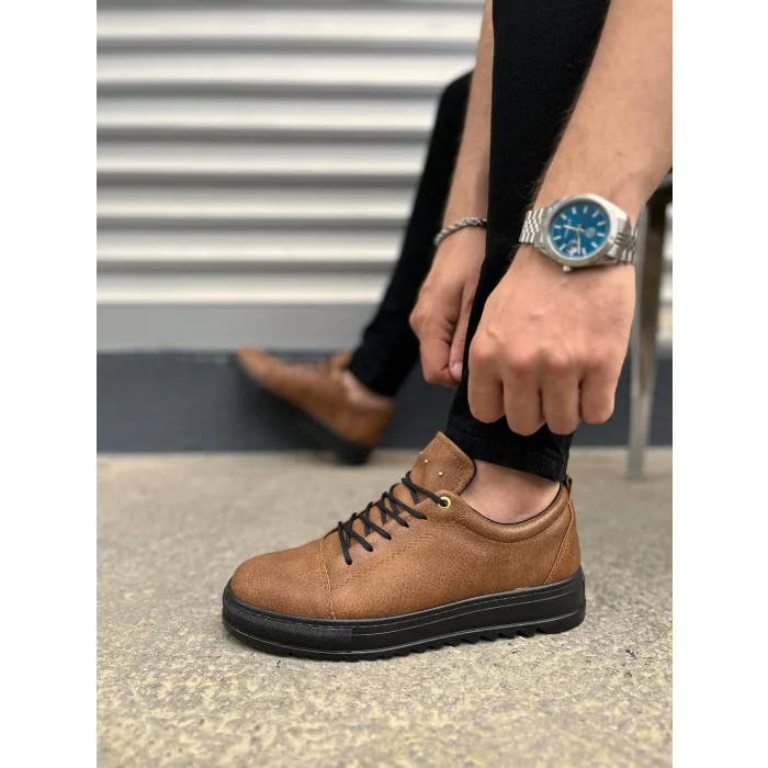 JY152 Cool Bağcıklı Cilt Erkek Günlük Spor Klasik Ayakkabı CST - Taba