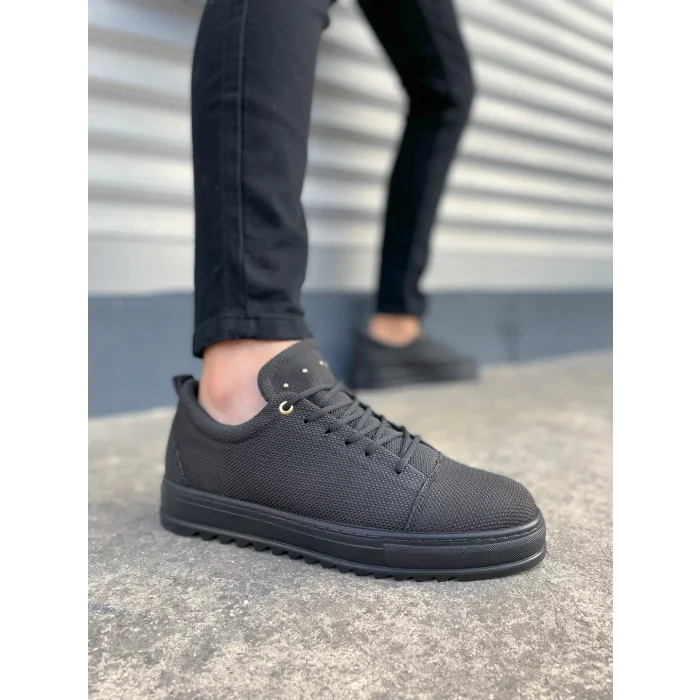 JY152 Cool Bağcıklı Keten Erkek Günlük Spor Klasik Ayakkabı KST - Siyah