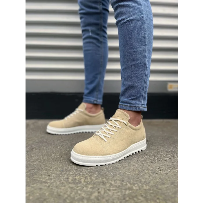 JY152 Cool Bağcıklı Süet Erkek Günlük Spor Klasik Ayakkabı SBT - Krem