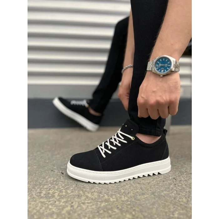 JY152 Cool Bağcıklı Süet Erkek Günlük Spor Klasik Ayakkabı SBT - Siyah
