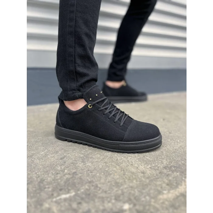 JY152 Cool Bağcıklı Süet Erkek Günlük Spor Klasik Ayakkabı SST - Siyah