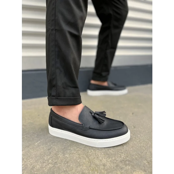 JY153 Bloom Bağcıksız Püsküllü Cilt Erkek Günlük Spor Klasik Ayakkabı CBT - Siyah