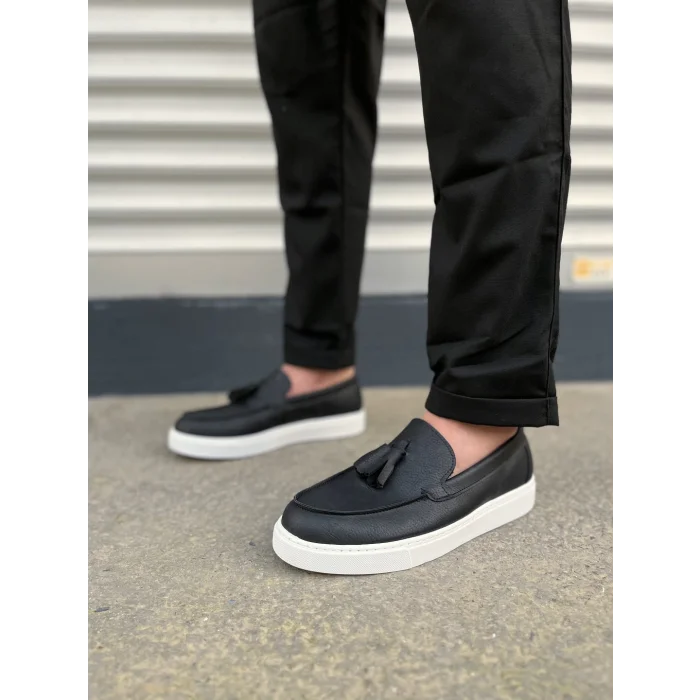 JY153 Bloom Bağcıksız Püsküllü Cilt Erkek Günlük Spor Klasik Ayakkabı CBT - Siyah