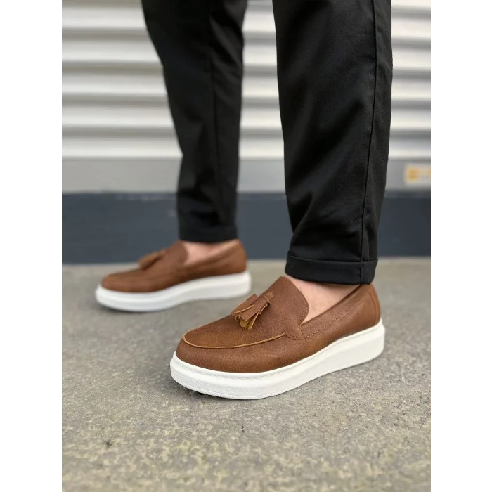 JY154 Blaze Bağcıksız Püsküllü Cilt Erkek Günlük Spor Klasik Ayakkabı CBT - Taba