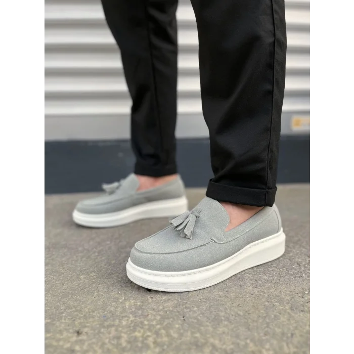 JY154 Blaze Bağcıksız Püsküllü Süet Erkek Günlük Spor Klasik Ayakkabı SBT - Gri