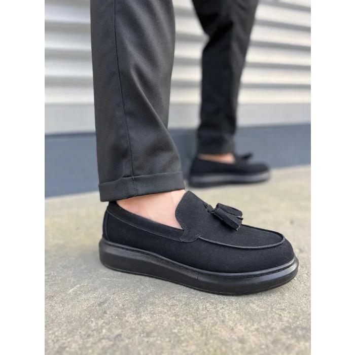 JY154 Blaze Bağcıksız Püsküllü Süet Erkek Günlük Spor Klasik Ayakkabı SST - Siyah