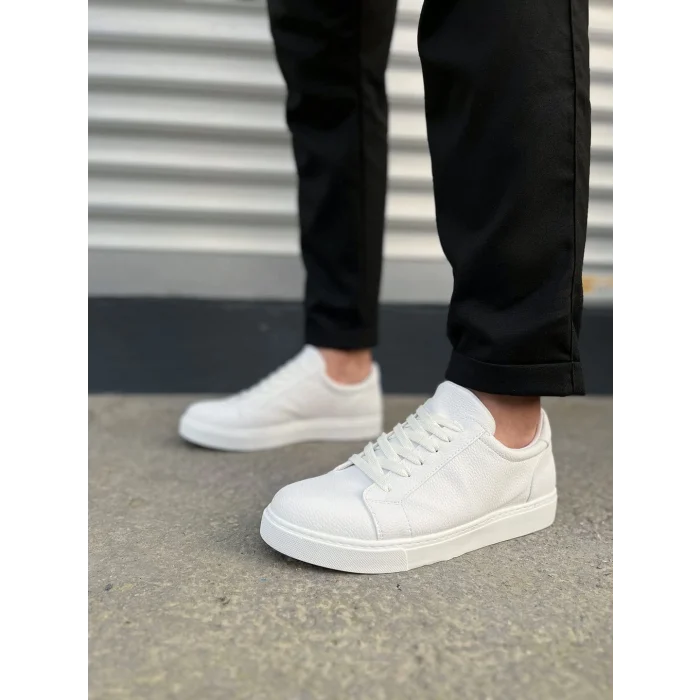 JY165 Elite Bağcıklı Cilt Erkek Günlük Sneaker Ayakkabı CBT - Beyaz