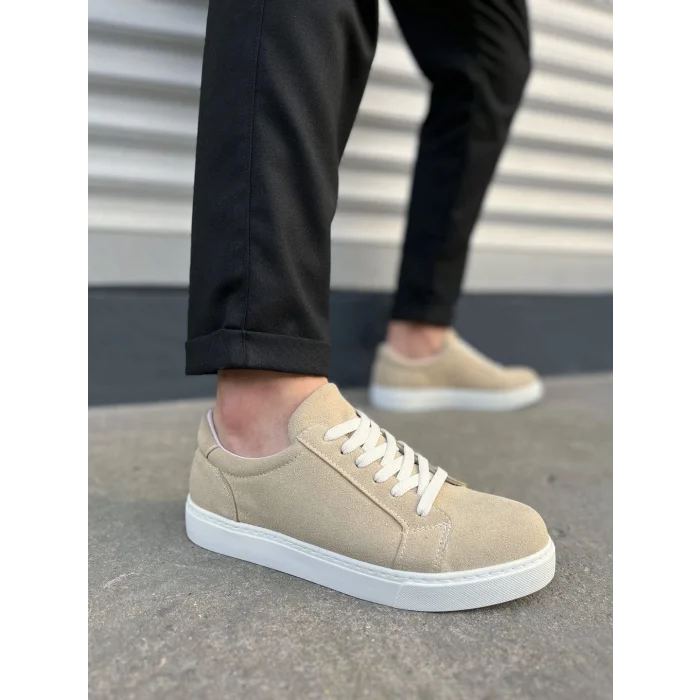 JY165 Elite Bağcıklı Süet Erkek Günlük Sneaker Ayakkabı SBT - Krem