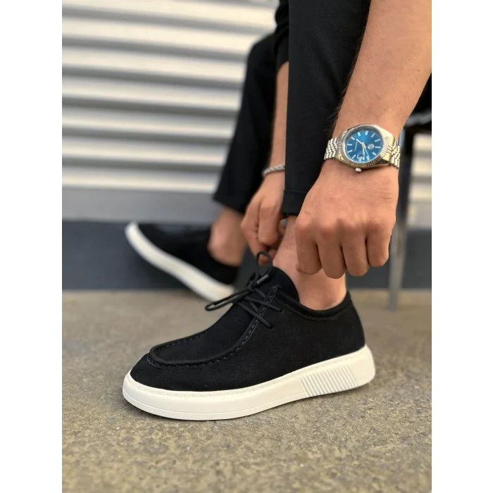 JY170 Tornado Bağcıklı Süet Erkek Günlük Spor Klasik Ayakkabı SBT - Siyah