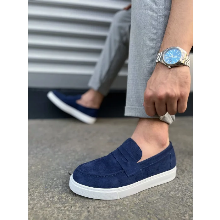 JY180 Estilo X Bağcıksız Süet Erkek Günlük Spor Klasik Ayakkabı SBT - Lacivert