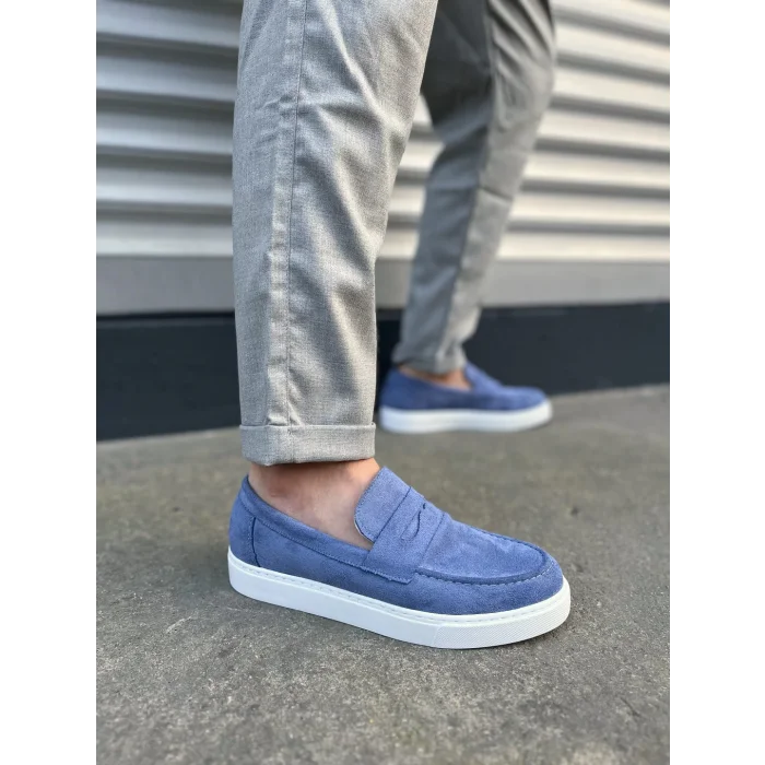 JY180 Estilo X Bağcıksız Süet Erkek Günlük Spor Klasik Ayakkabı SBT - Mavi