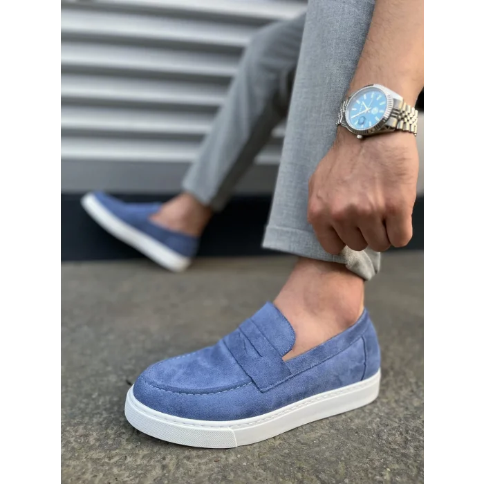 JY180 Estilo X Bağcıksız Süet Erkek Günlük Spor Klasik Ayakkabı SBT - Mavi