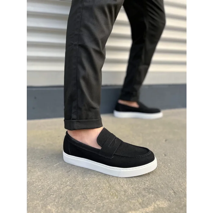 JY180 Estilo X Bağcıksız Süet Erkek Günlük Spor Klasik Ayakkabı SBT - Siyah