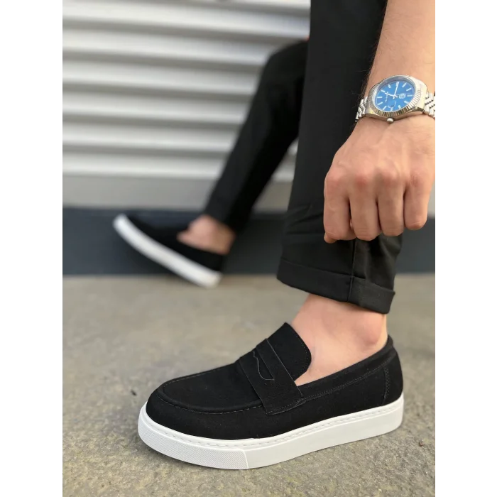 JY180 Estilo X Bağcıksız Süet Erkek Günlük Spor Klasik Ayakkabı SBT - Siyah