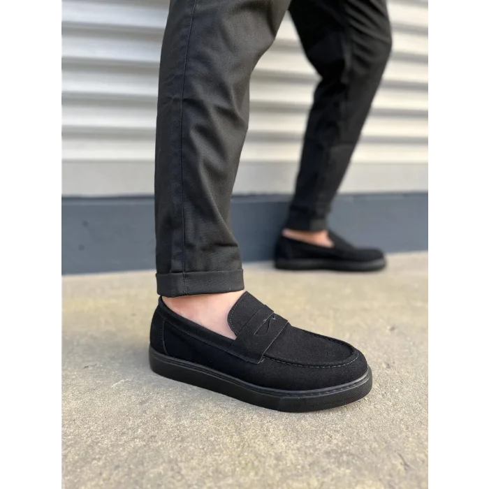 JY180 Estilo X Bağcıksız Süet Erkek Günlük Spor Klasik Ayakkabı SST - Siyah