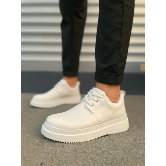 JYx03 Luxor Bağcıklı Cilt Erkek Günlük Spor Klasik Ayakkabı CBT - Beyaz