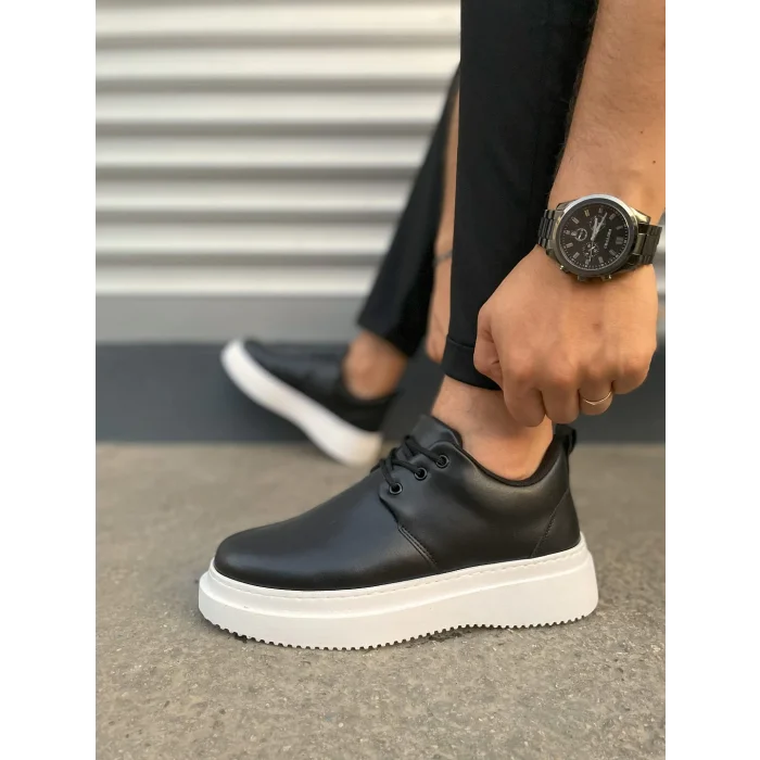 JYx03 Luxor Bağcıklı Cilt Erkek Günlük Spor Klasik Ayakkabı CBT - Siyah