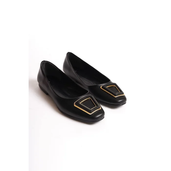 KAYLEE Bağcıksız Ortopedik Rahat Taban Toka Detaylı Kadın Babet Ayakkabı  ST - Siyah