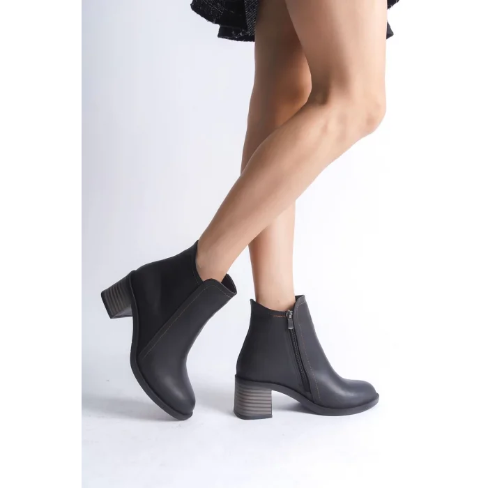 LARISSA Fermuarlı Ortopedik Taban TopukluKadın Bot  ST - Siyah