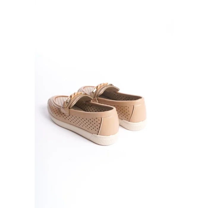 LIZY Bağcıksız Ortopedik Rahat Taban Kalp Desenli Kadın Babet Ayakkabı  KT - Ten