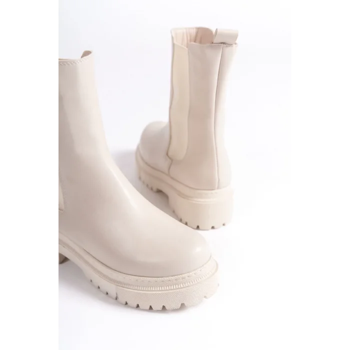 LORA Bağcıksız Lastikli Ortopedik Taban Kadın Bot  KT - Krem